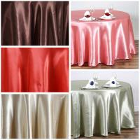 Mantel De Seda Redonda En Color Sólido Con Borde Hemizado Para Bodas Fiestas Restaurante Banquete Decoración De Mesa - details 12