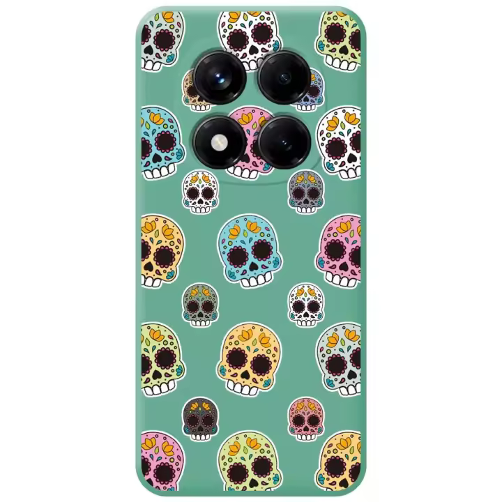 Funda Silicona Líquida Verde Tumundosmartphone para Xiaomi Redmi Note 14 Pro 5G diseño Catrina Dibujos - 1