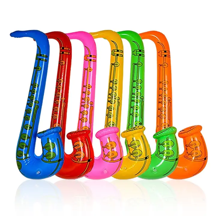 4 Pcs Saxofón Inflable De 70cm Colores Random PVC Instrumento De Escenario Juguete De Fiesta Prop De Fiesta - 1