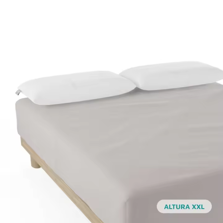 Nalui Sábana Bajera  Gris 100% Algodón 180 Hilos (Camas max 34cm), Suave, Fresca, Transpirable, Lavable a 30ºC - 1