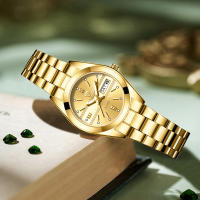 Reloj De Pulsera De Acero Inoxidable Para Hombres Y Mujeres Reloj De Cuarzo Moda Impermeable Con Calendario Reloj De Mano Dorada Lujo Resistente Al Choque - details 11