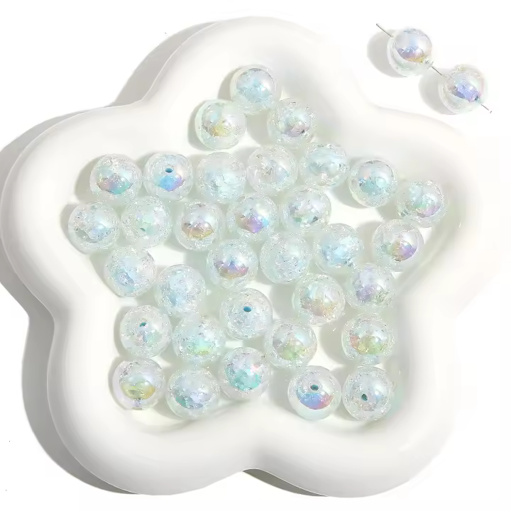 30Pcs/Bag Cuentas Redondas De Resina Plateada En Colores Explosivos 16mm Para Joyería DIY Hecha a Mano Pulseras Y Aretes - 1