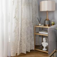 Cortinas De Encaje Bordado Estilo Princesa Para Sala De Estar Comedor Dormitorio Translúcidas De Poliéster 100% Un Panel - details 1