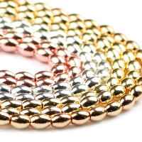 JHNBY Cuentas De Hierro Ovaladas 4x6mm Color Oro Natural Espaciadoras Para Joyería DIY Pulseras Sueltas 15'' Material Piedra - details 3