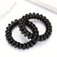 5pcs/Set Almohadillas De Cabello Elásticas En Color Negro Básico Para Mujeres Y Niñas Accesorios De Cabello Espiral Teléfono Cord Scrunchies Ponytail Holder - details 6