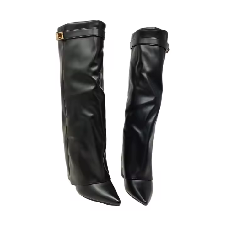 Eva Zorteon-  Botas Altas Negras Holgadas (Slouchy) con Tacón de 9cm – Estilo Exclusivo. Marca Romanciaga . - 1
