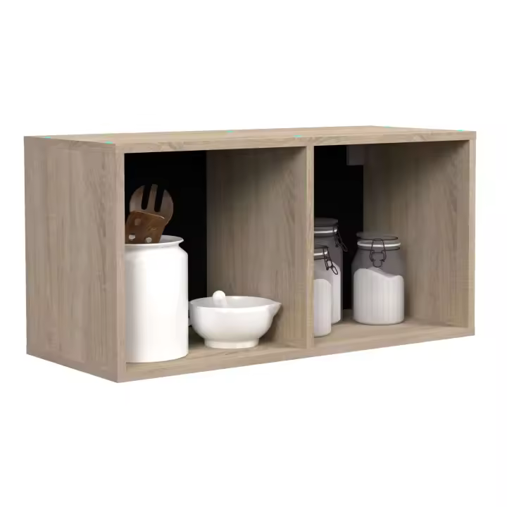 Módulo Cocina Estantería Superior Arko con 2 Huecos Color Roble Áspero y Negro 80x40x33.6 cm - 1