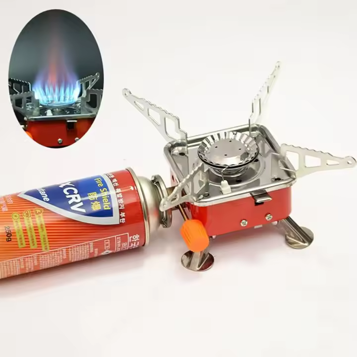 Mini estufa de camping, portátil , plegable, resistente al viento, de gas, ideal para camping, senderismo y viajes - 1