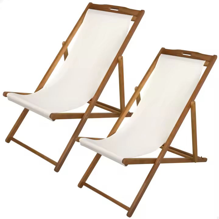 Pack 2 tumbonas plegables de madera acacia 3 posiciones Aktive - 1