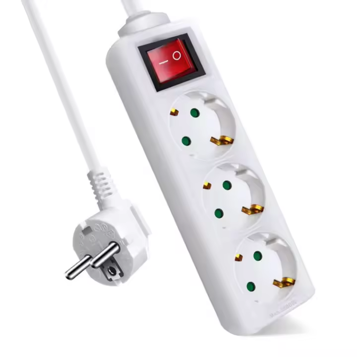 Regleta Alargador con 2 3 4 5 y 6 Enchufes e Interruptor, Cable 1.5M 3M Y 5M para el hogar, Oficina y Viajes, 16A, 250V, 3680W, Blanco - 1