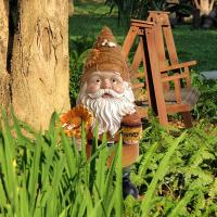 1pc Adorno De Jardín De Resina En Forma De Hombre Obeso Con Gnome De Girasol Decoración Al Aire Libre Para Apicultores - details 4