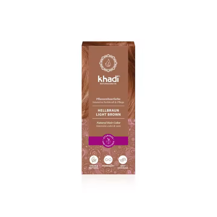 Khadi Tinte Vegetal Castaño Claro 100g - Marrón Cálido y Luminoso - Vegano - 1