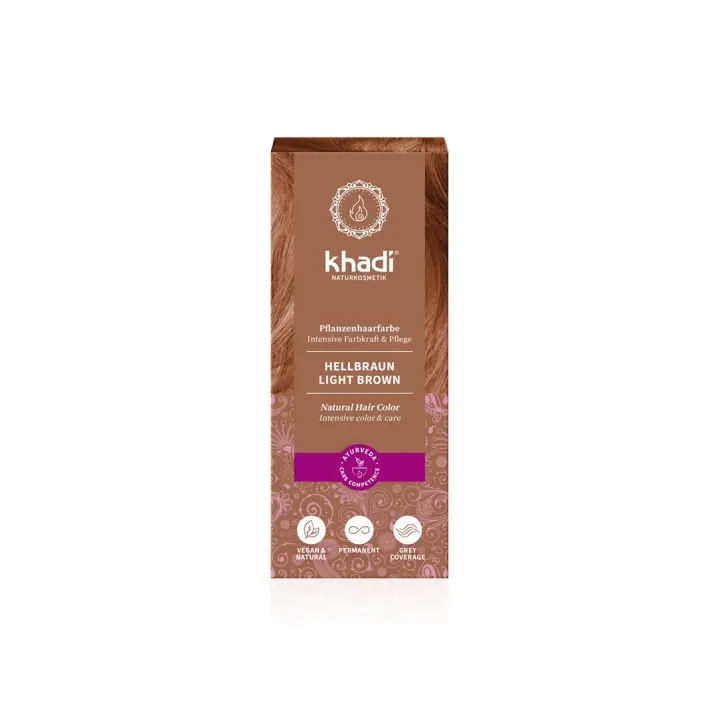 Khadi Tinte Vegetal Castaño Claro 100g - Marrón Cálido y Luminoso - Vegano - 1