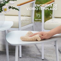 Outsunny Conjunto de Jardín Exterior 5 Piezas Muebles Jardín Exterior con 1 Sofá de 2 Plazas 2 Sillones y 2 Mesas de Centro con Tablero de Vidrio Templado Cojines Lavables Beige - details 5