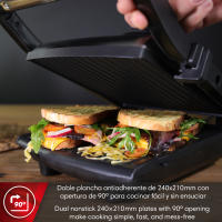 MAGEFESA EASYGRILL Sandwichera Multifunción Grill Panini Plancha de 1400W, Antiadherente, Temperatura Ajustable - details 3