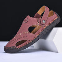 Sandalias De Verano Hechas a Mano Para Hombre Zapatos De Cuero Transpirables Antideslizantes Para Playa Y Exteriores Moda Casual Talla Verdadera - details 15