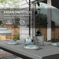 Outsunny Mesa de Comedor de Jardín de Ratán Sintético Mesa de Terraza Exterior con Estructura de Metal Resistente a Intemperie 120x70x72 cm Gris y Negro - details 4