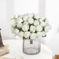 Ramo De Flores Artificiales Rosas Blancas De Seda Para Decoración De Fiesta Navidad Boda Jardín Exterior Sala De Estar Vaso Regalo Familiar - details 1