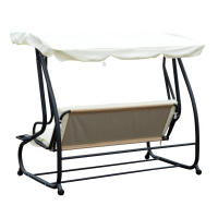 Outsunny Columpio Balancín Jardín 3 Plazas Convertible en Cama Techo Parasol Regulable Bandeja para Bebida Terrza Balcón Exterior Carga máx. 340kg Acero 200x120x164cm - details 5