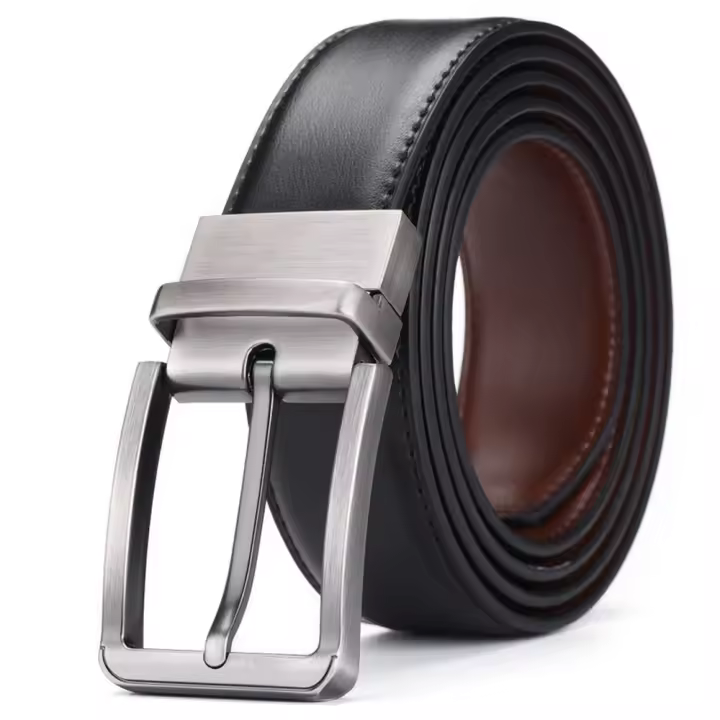 Cinturón De Cuero Genuino Para Hombre Doble Cara Con Grabado Láser Estilo Retro De Lujo Ancho 2.6 Pulgadas Hebilla De Punta Alta Calidad Superior - 1