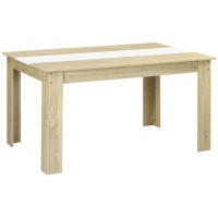 HOMCOM Mesa de Comedor Moderna Mesa de Cocina Rectangular para 4-6 Personas Carga 100 kg para Salón 140x89,5x75 cm Blanco y Roble - details 0