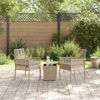 Conjunto de bistro de jardín de 3 piezas vidaXL con cojines Beige de polirratán - details 2
