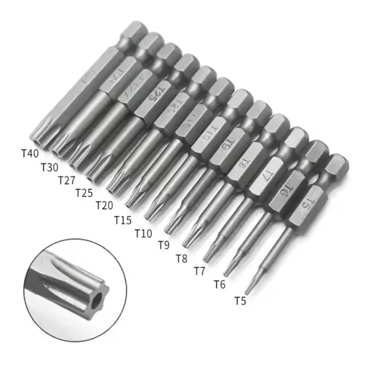 Juego De Destornilladores Magnéticos De Seguridad 50mm Con Cabezas Hexagonales Torx Y Planas Herramienta Manual De 1/4" Para Trabajar Metálicos - 1