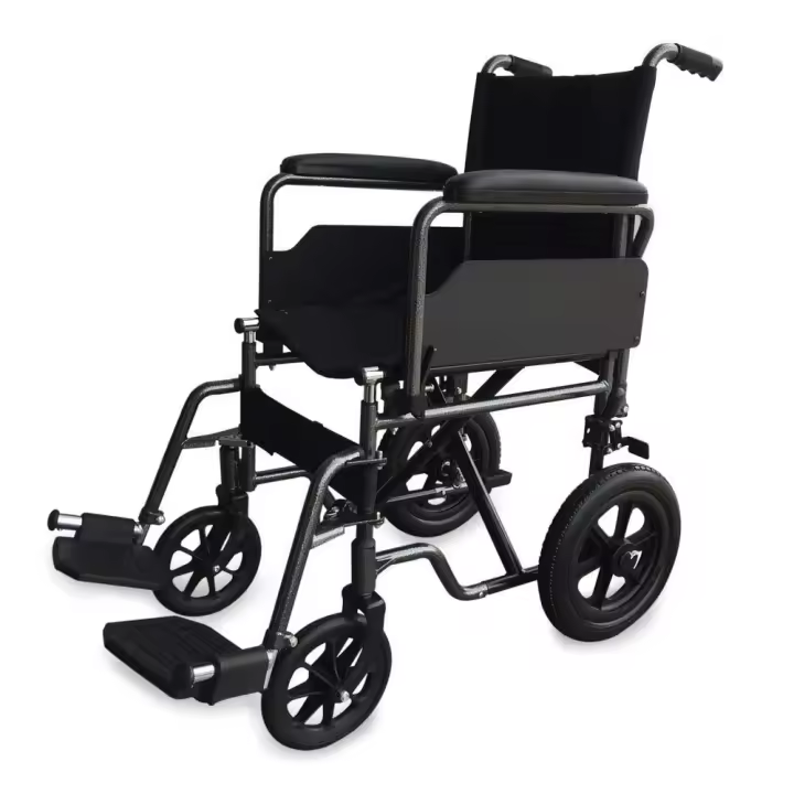 Mobiclinic® Silla de ruedas S230 Plegable y ligera Asiento 46 cm Reposapiés abatibles y extraíbles Reposabrazos acolchados y abatibles Ruedas pequeñas Freno de estacionamiento y de pie - 1