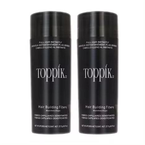 Paquete de 2 Fibras Capares Toppik de color marrón Dark, 27,5 g/oz 0,97, para el cuidado del Cabello, Negro color - 1