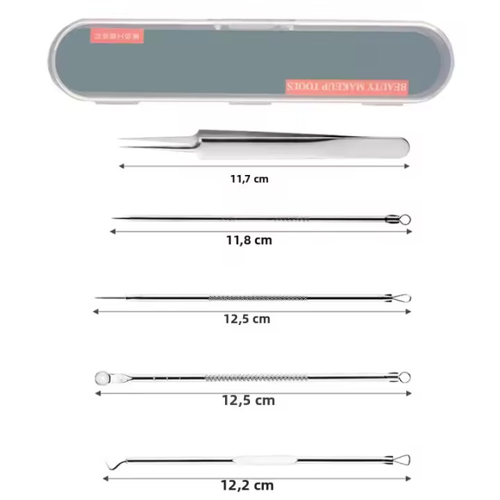 Kit De Extracción De Puntos Negros Y Acné Herramientas De Limpieza De Poros Kit De Eliminación De Comedones Y Puntos Negros De La Piel Facial Acero Inoxidable - 1