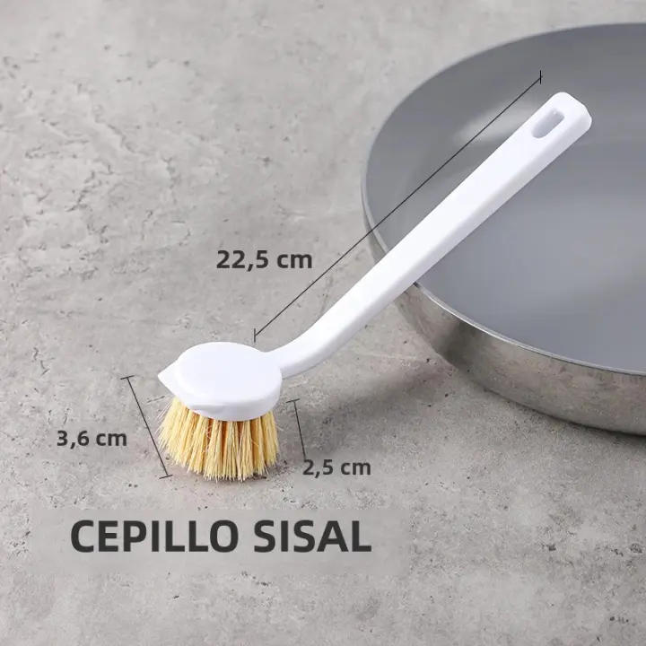 Cepillo De Limpieza Para Cocina Duradero Con Mango Largo Hecho De Hemp Natural Y Plástico Uso Doméstico Y En La Cocina - 1