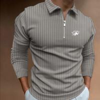 Camisa Polo Hombre Manga Larga Cierre De Cremallera Primavera Otoño Golf Moda Casual Tops Polyester Transpirable Estilo Contraste - details 1