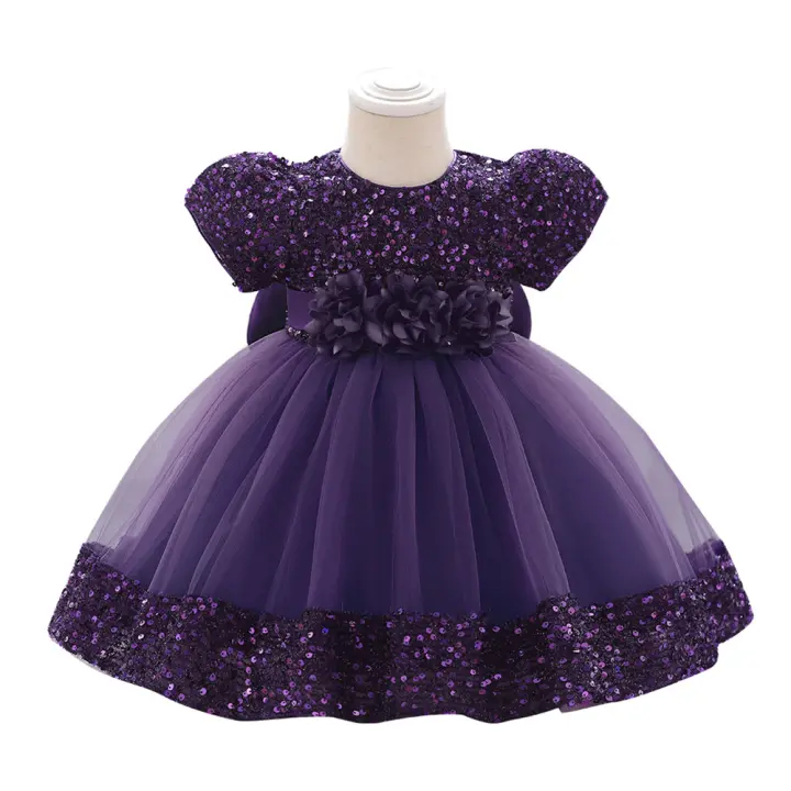 Vestido De Fiesta Para Bebé Niña Con Lentejuelas Vestido De Princesa Floral Tule Suave Vestido De Diario Para Todas Las Estaciones - 1