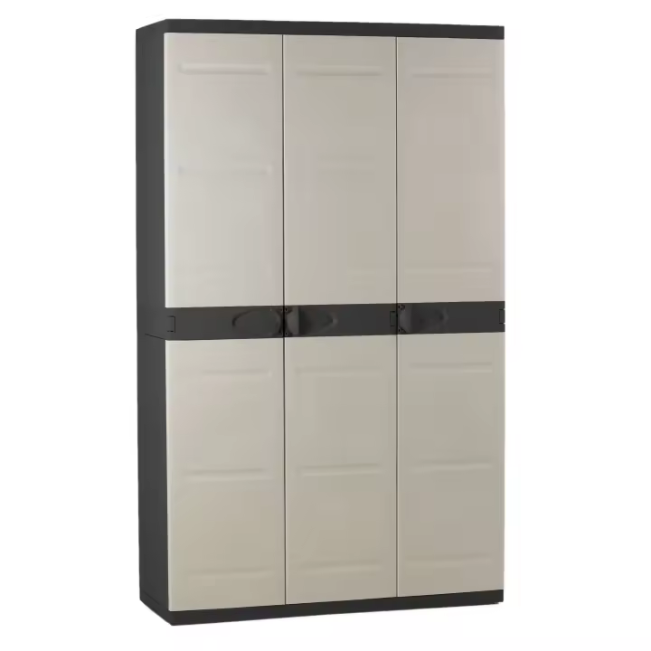 Miroytengo Armario de Jardín 3 Puertas Titanium, Armario de Resina 4 Estantes Regulables Negro 105x176x41 cm - 1