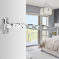 Estante De Secado De Ropa Montado En La Pared Acero Inoxidable Con 6 Agujeros Organizador Espacioso Para El Hogar Plegable - details 5