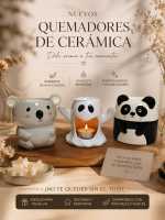 Hornillo Quemador Panda Cerámica - Para Cera Aromática y Esencias -Quemador Panda para Wax Melts - Cerámica Artesanal - Para Aceites Esenciales y Bombones de Cera, Puckator - details 2