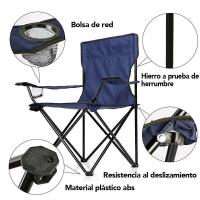 Folding steel camping chair, 50x50x80cm, folding camping chair, ideal for camping or fishing, resistant steel structure and waterproof canvas seat - details 1
