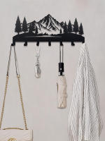 Porta Llaves De Metal Resistente Con Diseño De Montaña Árbol Y Foresta Para Decoración De Entrada Y Pasillo Organizador De Llaves Y Decoración Moderna - details 2
