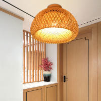 Lámpara De Techo De Bambú Moderna Y Sencilla Estilo Chino Tejida a Mano E27 Para Iluminación De Sala De Estar Y Comedor Decoración Del Hogar - details 8