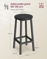 Conjunto de taburetes de bar, juego de 2, sillas redondas para cocina con asientos altos, altura 65 cm, estructura de acero resistente, fácil montaje, estilo industrial - details 24