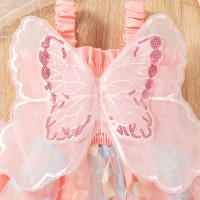 Vestido De Princesa Para Bebé Niña Verano Con Alas De Mariposa 3D Tirantes Colgantes Vestido De Malla Lindo Y Moda Para Niñas - details 3