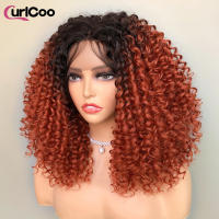 Pelucas Sintéticas De Encaje Frontal CurlyCoo Para Mujeres Negras Cortas Enredadas Bob Ombre Onda Natural Peluca De Cosplay - details 17