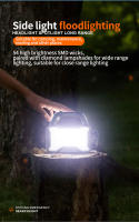 Lámpara Portátil Solar Con Batería Recargable Luz Fuerte De Buscaminas Y Luz Lateral COB Para Exteriores Fuente De Energía Solar - details 10