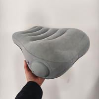 Cojín De Lumbar Inflable Gris Para Viajes De Larga Duración Cojín De Asiento De PU Para Avión Y Rail Cuello De Silla De Oficina Almohada De Lumbar De Tela Flocada - details 8