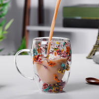 Taza De Vidrio Doble Capa Creativa Y Bonita Con Flores Reales Taza De Café Con Asas De Alta Borosilicato Para Regalos Personales - details 8