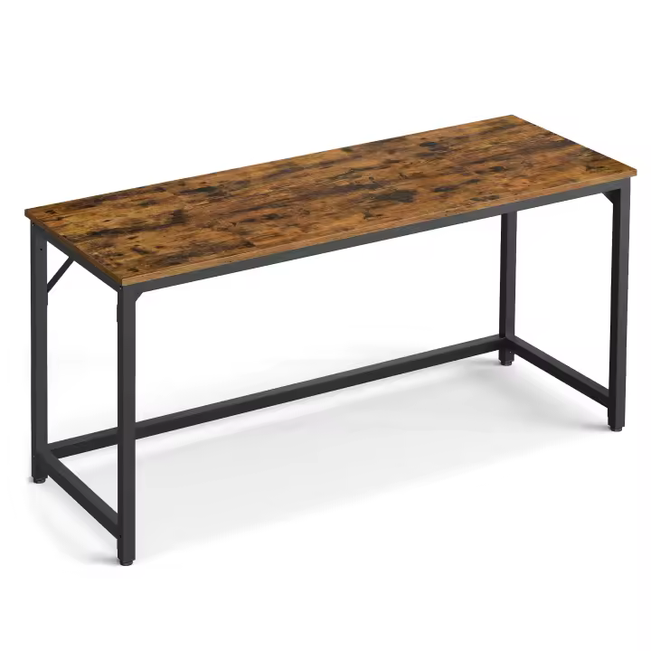 VASAGLE Escritorio, Mesa Oficina Pequeña y Estación Trabajo, para Teletrabajo, Estudio, Dormitorio, 160 x 60 x 76 cm, Estilo Moderno, Marco Metal, Blanco Arce y Blanco Perla/Marrón Rústico y Negro Tinta - 1