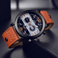 Reloj De Pulsera De Cuarzo Analógico Para Hombres Con Correa De Cuero Moda Casuística Redonda Para Negocios - details 4