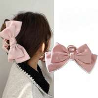 Pinza De Pelo De Seda Rosa Para Mujer Princesa Fugitiva Con Lazo De Corazón Accesorio De Cabello Dulce Y Encantador Para Mujer - details 1