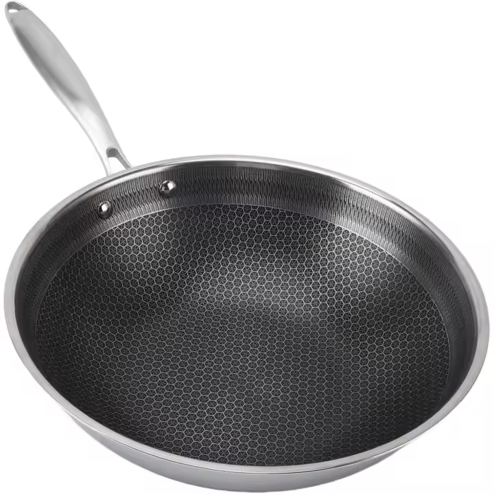 Sartén de Acero Inoxidable, 32 CM , Sartén Antiadherente para Cocinar, Utensilios de Cocina de Acero Inoxidable Aptos para Lavavajillas para Estufas de Inducción y Estufas de Gas (316SUS - 1