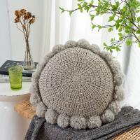 Almohada redonda de punto de lana estilo otoño e invierno con monedas para el hogar, cojín para acampar en casa de familia - details 2